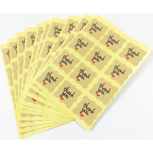 1200 Pcs/lot Kraft Paper Thank You Packaging Label Seal Sticker Small Stickers For Gift Adhesive Sticker