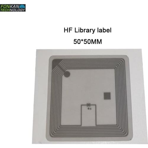 MOQ 1000pcs 13.56Mhz ISO15693 size 50*50mm printable copper paper high frequency library book management RFID tag label