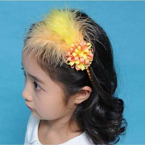 16 pcs Headband Hair Accessories 3x1.75" Corker/2" Loopy Puffs Feather Bow 108No