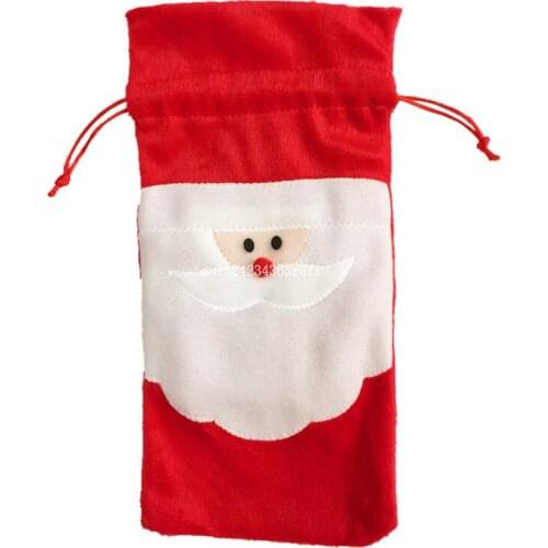 200PCS Red Wine Bottle Cover Bags Decoration Home Party Santa Claus Christmas Packaging Christmas Merry Christmas Decoration