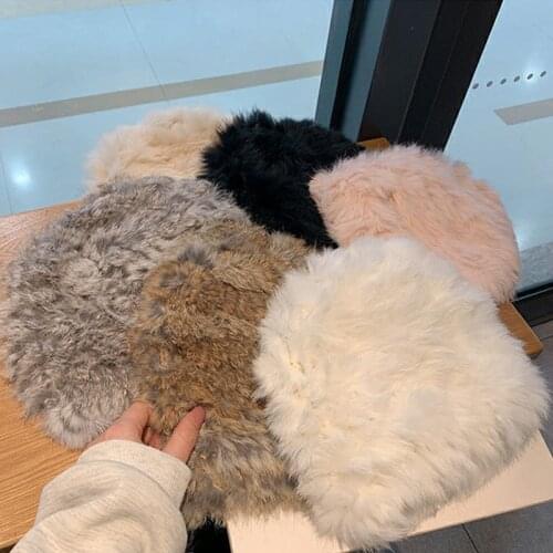 2021 Fashion Faux Fur Beanies Hats for Women Knitted Hat Warm Winter Autumn Soft Down Hat Lady Cap Pullover Hat Ear Protection