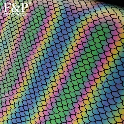 4 Way Stretch Iridescent Rainbow Reflective Mermaid Fabric Hologram Holographic Fabric By the Yards