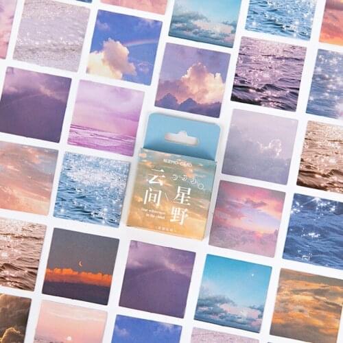 46Pcs/box Beautiful Scenery Stickers Cute Colorful Cloud Stickers Journal Diary Scrapbooking Stationery Decoration Stickers