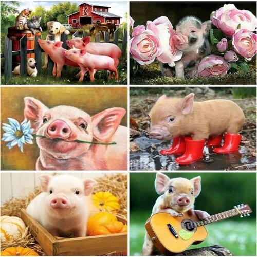 5D Diamond Painting Animal Pig Diamond Painting Diamond Inlaid Diamond Embroidery DIY Diamond Embroidery Cross Stitch Mosaic Hom