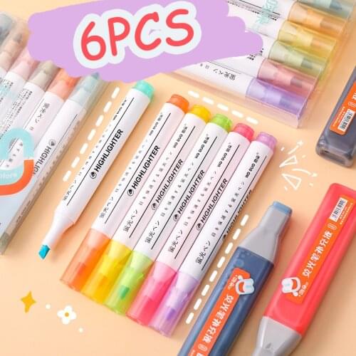6PCS Can Be Supplemented With Pigments Highlighters Light Macaron Colors Key Markers Color Markers Student Office Supplies