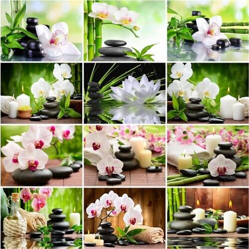 Huacan Diamond Embroidery Complete Kit Orchid 5D Diamond Mosaic Painting Flower Picture Of Rhinestones Decoration For Home