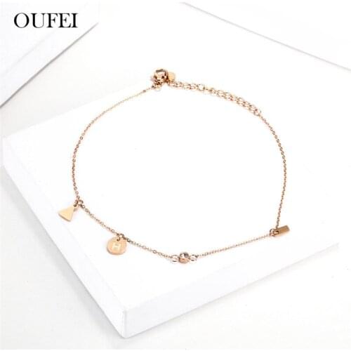 OUFEI Stainless Steel Bracelet Woman Accesories Cuff Charm Bangles For Women Rose Gold Fashion Jewellery Mass Effect