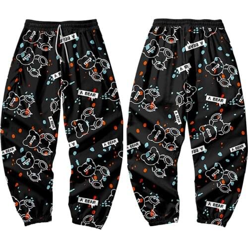 Fashion Black White Bear Cartoon 3d Print Jogger Harem Pant Casual Men Women Long Loose Boy Girl Harajuku Trousers Fitness Pants