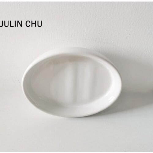 Cearmic Soap Dish Toilet Wahroom Lavaroty Kitchen Oval Shower Soap Holder Tray Storage Creative Bathroom Accessories High Grade