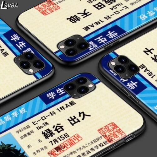 My Hero Academia Midoriya For iPhone 12 Pro Max Mini 11 Pro XS Max X XR 6S 6 7 8 Plus 5S Bright Black Phone Case
