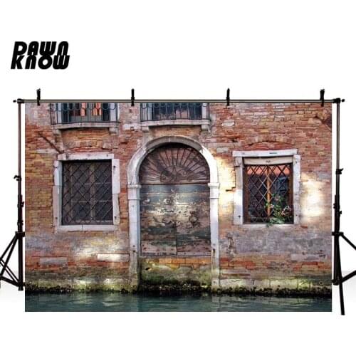 DAWNKNOW Brick Wall Photography Background Retro Door VINTAGE Scenic Photographic Backdrops Wedding Children Photocall lv819