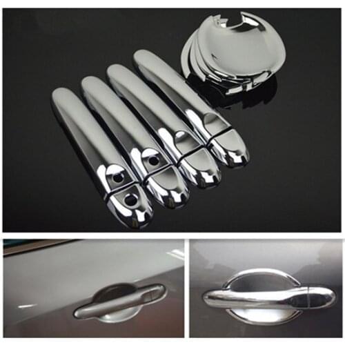 For Nissan Versa / Tiida 2012 2013 2014 Nissan March Micra 2010 - 2014 Chrome Car Door Handle + Cup Bowl Cover Two Smart Buttons