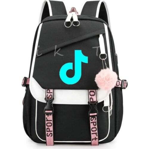 TIK TOK USB Travel Backpack for Teenagers School Bags Laptop Bag Waterproof USB Charging Mochila Feminina Travel Bag