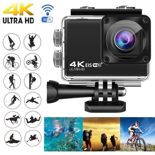 EIS Anti Shake WiFi Action Camera Ultra HD 4K 60fps 2.0" Screen 170D Underwater Waterproof Cam Helmet Video Record Sport Camera