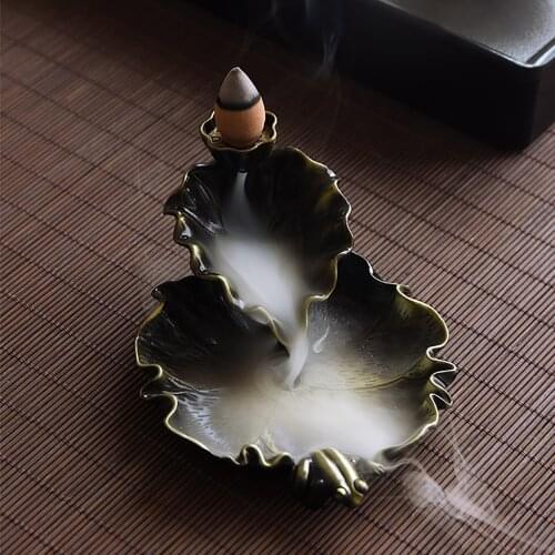Creativity Waterfall Incense Burner Alloy Lotus Backflow Incense Holder Widely Used In Bedrooms Sauna Rooms Yoga Studios