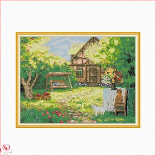 Beautiful Spring Scenery Printed Cross Stitch Patterns Kits Canvas Embroidery Needlework Sets 11CT 14CT DIY Handmade Home Deco