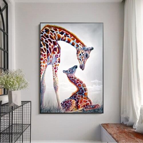 Colorful Giraffe Art Canvas Posters and Prints on Canvas Painting African Wildlife Animal Wall Art Picture for Living Room Decor