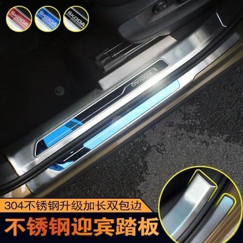 4pcs/set 10pcs/set Car Accessories For Skoda Kodiaq Car-styling Stainless Steel Door Sill Scuff Plate