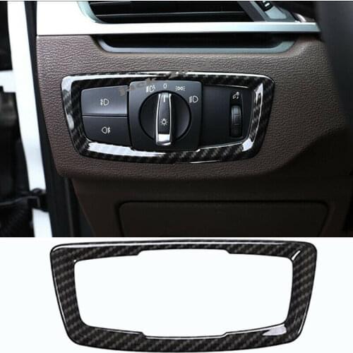 ABS Carbon Fiber Head Light Switch Button Frame Trim Fit for BMW X1 2016 2017 2018