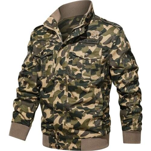 New Autumn Winter Camouflage Military Tactical Jacket For Men Outdoor Sport Casual Zipper Jacket Army Bomber Jacket Warm Coat-F