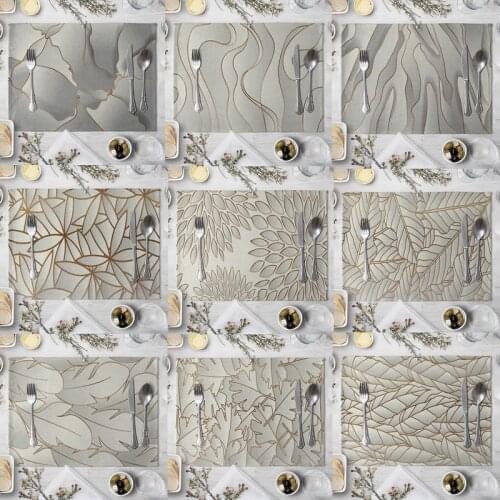 White Flower Printed Placemats Kitchen Women Cotton Linen Silver Leaves Coasters Home Cooking Baking Cup Mats