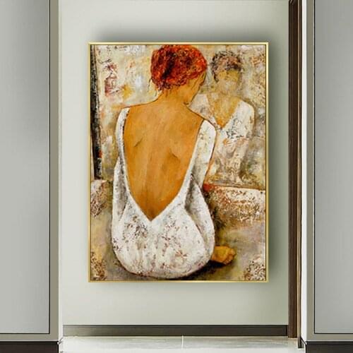 Hand painted Canvas Modernism Abstract Nude Girls Back Art Painting for Living Room Bedroom Decor Paintings Abstract Canvas Art
