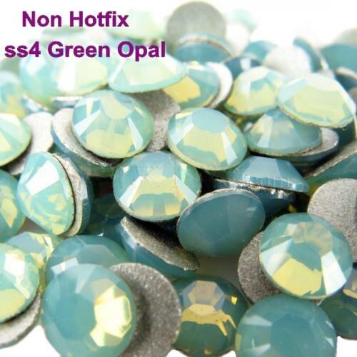 Ss4 (1.5-1.7mm) Green Opal Non Hotfix Crystal Stones,1440pcs/Lot, Flat Back Glue On Rhinestones for Nail Art