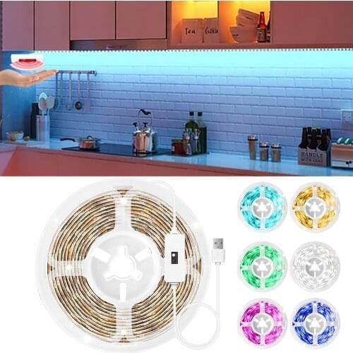 LED Light Strip Hand Sweep Sensor Dimmable SMD2835 5V 2A USB Light Strip TV Backlight Kitchen Room Tape Diode Night Lamp 3M - 5M