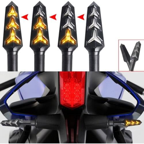 2PCS/Lot Motorcycle Indicator Light Rear Front Flowing LED Turn Signal Lights 12V for Motorbike Scooters, Amber Yellow