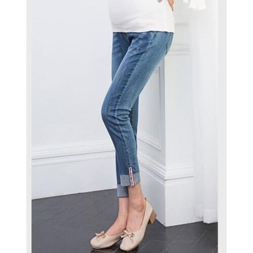 Vintage Skinny Stretch Denim Jeans Maternity Pants For Pregnant Women Clothes Retro Jeans Pregnancy Pants Gravidas Trousers