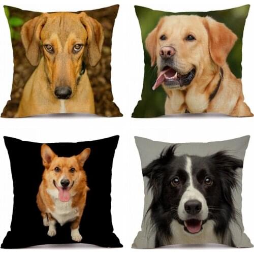 XUNYU Cute Pet Dog Pillow Case Sofa Square Decorative Pillow Cover Animal Cushion Cover 45X45cm AC148