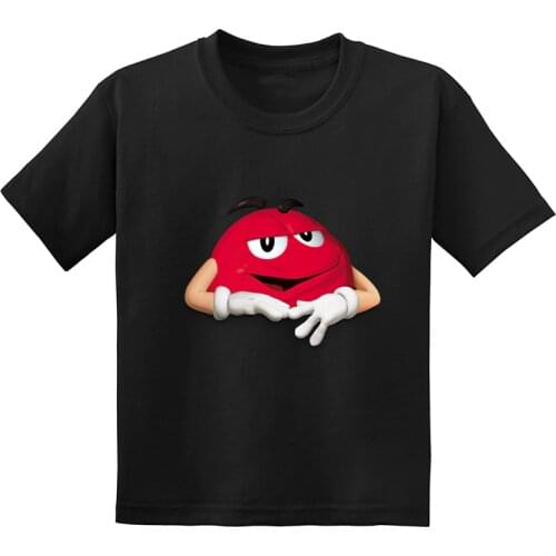 Chocolate Beans MM Cartoon Print Funny Kids T shirt Summer Casual Short Sleeve Children Clothes Cotton Baby Boys Girls T-Shirts