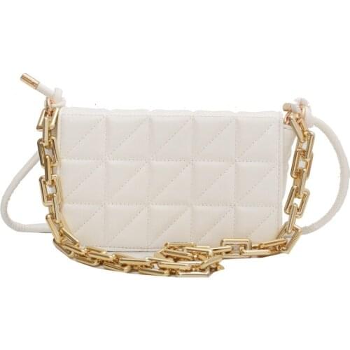 Ins Chic Laides Shoulder Bag Small Flap Women Trendy Messenger Bag Gold Metal Chain Soft PU Handbags for Women Luxury Clutch Bag