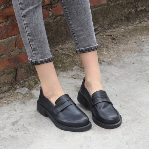 Womens Shoes Pointed toe Slip-on Womens Oxford Shoes 100% Genuine Leather Flat Female Shoes Spring Autumn Woman Flats