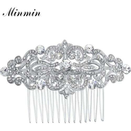 Minmin Bridal Floral Crystal Hair Combs Hair Jewelry Hairpins Wedding Hair Accessories for Women Best Gifts FS066