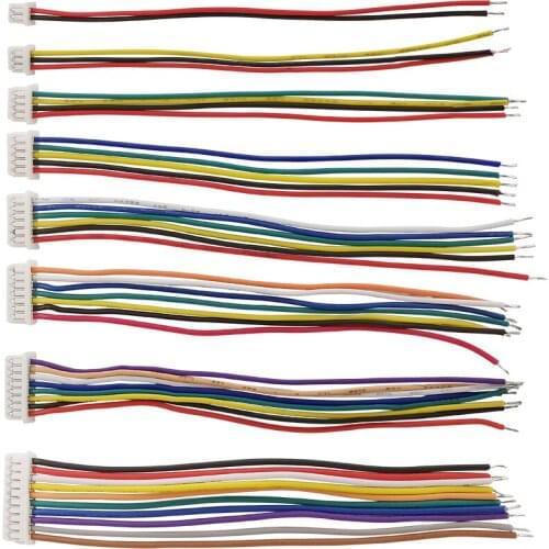 20Pcs JST 1.25mm Pitch 1.25 Single Head Wire Cable Connectors JST 1.25 2/3/4/5/6/7/8/10 Pin Cable 10/15/20/30CM