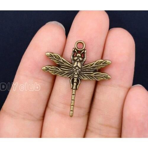 30pcs- Antique Bronze Tone Dragonfly Charms Pendant 29x32mm