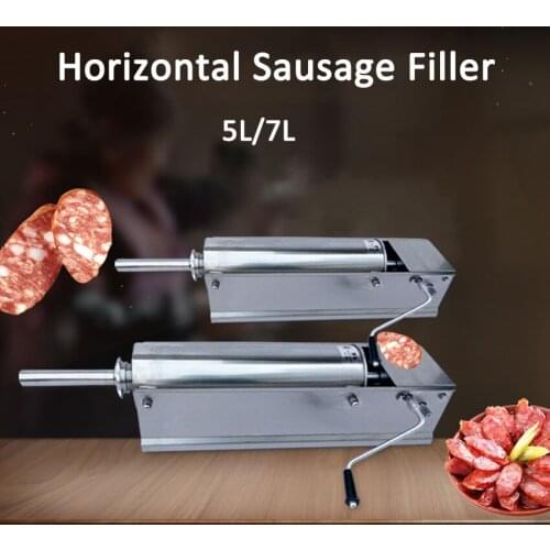 5L/7L Horizontal Manual Sausage Stuffer Filling Machine Stainless Steel Food Sausage Maker Stuffing Filler Meat Processor