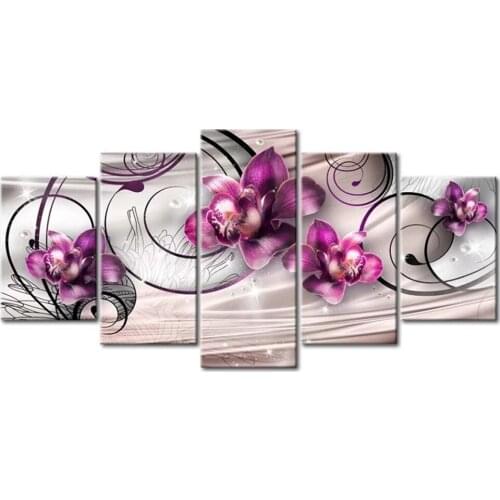 5pcs Full Square/Round Drill 5D DIY Diamond Painting "Orchid peony lily" Multi-picture Combination Embroidery 5D Gift