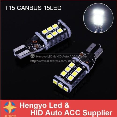 Free Shipping Error Free Bulbs 2pcs/Lot Canbus T15 15smd 3528 LED car Light Canbus T15 3528 15SMD Car Styling Backup Light