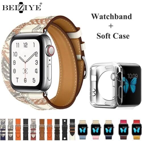 100% Genuine Cow Leather loop Bracelet for Apple Watch 6 SE 5 4 band 44MM 40MM Wristband case + Strap for iWatch 3 2 1 42MM 38MM