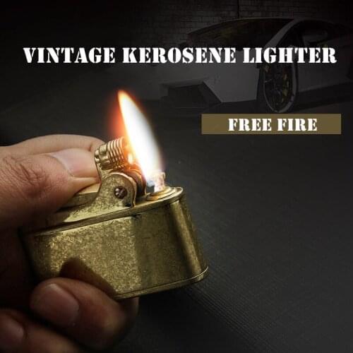 Honest Vintage Kerosene Lighter Free Fire Flint Lighter Men Grinding Wheel Retro Cigar Cigarette Smoking Lighter Gadget for Men