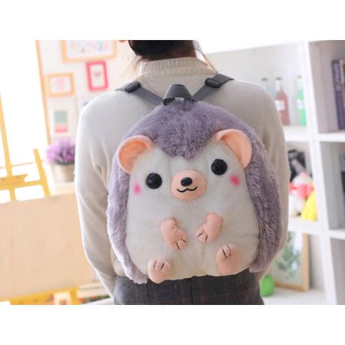 Childresn wear Lovely hedgehog shoulders bag Toy plushed hedgehog bag Playing doll backpack