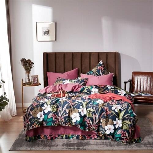 Chinese style flower soft Egyptian Egyptian duvet cover sheet sheet large king size bedding set
