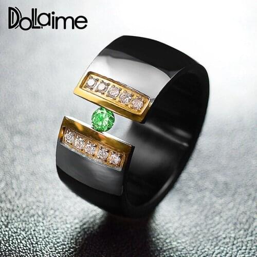 Dolaime Gorgeous Style Banquet Wear Jewelry Cubic Zirconia Laying Black Color Ring New Design Hot Gift 8/9/10/11 R080