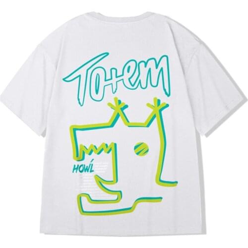 2021 Oversized T Shirt Streetwear Men Hip Hop Letter Print Harajuku Short Sleeve Summer Cotton Loose Casual Tops Tees T-Shirt