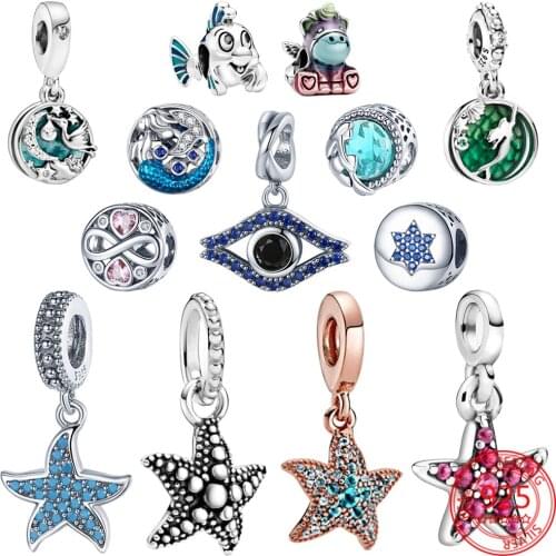 Hot Sale 925 Sterling Silver Colorful Unicorn Bruno Beads Charms Fit Original Pandora 3mm Bracelet Jewelry Making Dropshipping