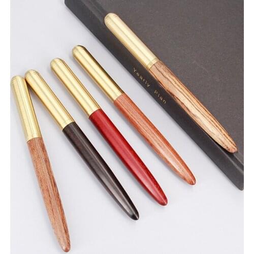 JNMZAUM brand wooden fountain pen and roller pens solid wood 5 colors gift pens student writing tool business promotional set