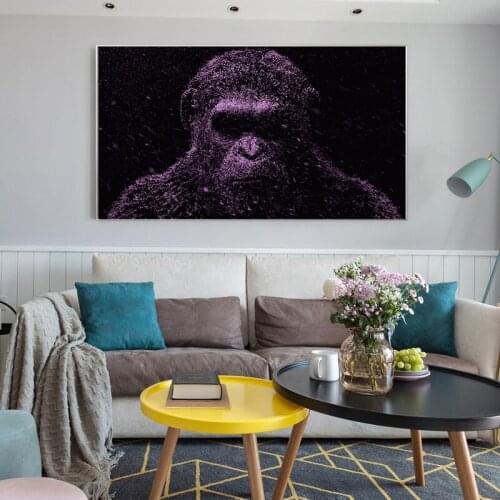 Sleeping Animal Purple Orangutan Canvas Painting Wall Art Nordic Posters and Prints Wall Pictures for Living Room Decoration