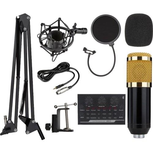 Bm 800 Suspension Condenser Microphone Studio Recording Podcast Karaoke Mic Kit BM 800 Mic V8 Sound Card Set Fit For PC Computer